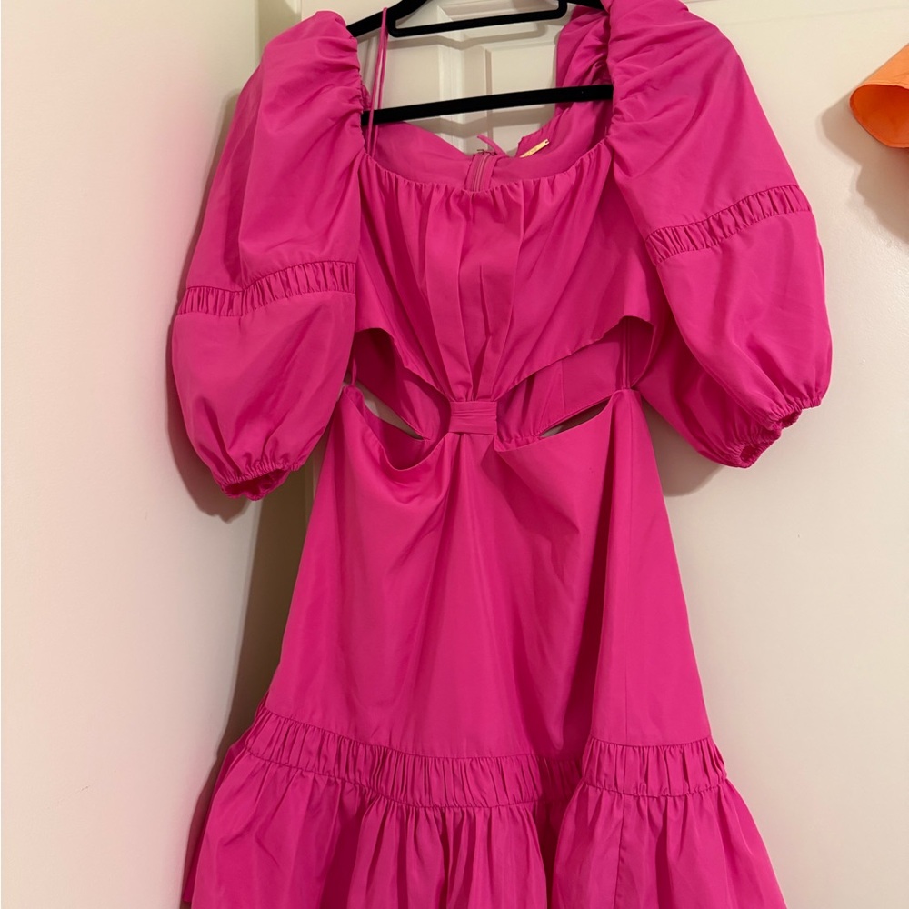 Alexis Fuchsia Mini Dress with Puff Sleeves